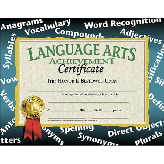 Hayes&#xAE; Language Arts Achievement Certificate, 6 Packs of 30